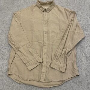 Outlier NYC Ramienorth Boxford Shirt Mens Large Tan Button Up Heavy 100% Ramie